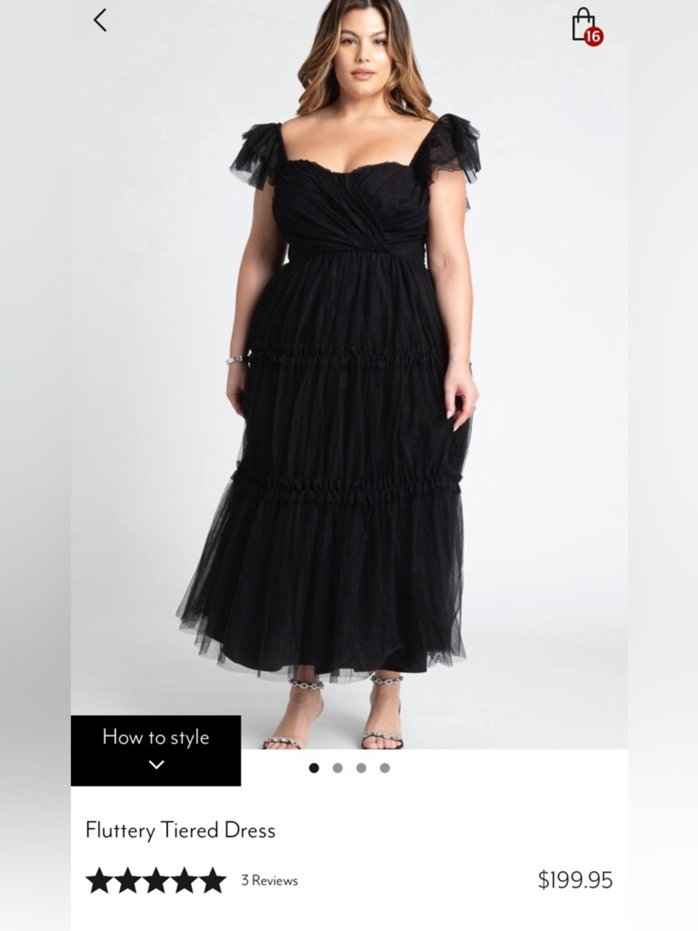 Eloquii Black Fluttery Tiered Tulle Dress - Picture 14 of 14